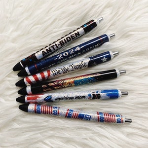 Glitter Pens, Glitter Pen, Custom Pen, Personalized Pen, Refillable Pen, Gel Pen, Inkjoy, Pens, Patriotic, USA, Gift for Her