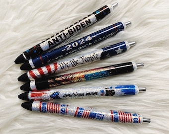 Patriotic Glitter Pens | Birthday Gift | Custom Glittered Pens | We the People Pens | Gifts for Him | Gifts for Dad | 2nd Amendment | FJB