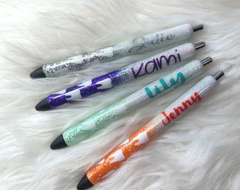Glitter Pens, Glitter Pen, Refillable Pen, Custom Pen, Personalized Pen, Gel Pen, Inkjoy, Pens, Dental Assistant Pen, Gift for Her