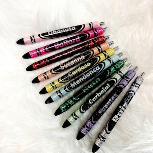 Glitter Pens, Glitter Pen, Custom Pen, Personalized Pen, Refillable Pen, Gel Pen, Inkjoy, Pens, Crayon Pens, Gift for Her, Teacher Gift