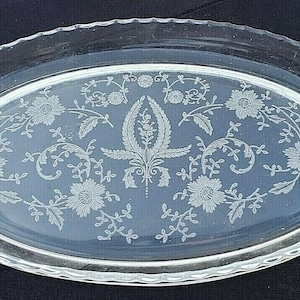 Vintage Crystal New Martinsville Viking PRELUDE Oval Tray 10 3/8&quot;