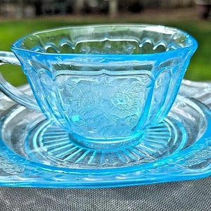 Vintage Blue Mayfair Open Rose Cup And Saucer / Sherbet Plate