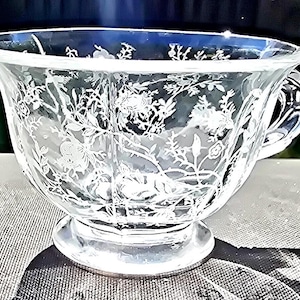 Vintage Fostoria Clear Chintz Etched 2496 Baroque Shape Cup