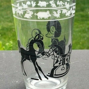 Vintage Kiddie Kup-Black Horse / Foal, Duck's Swanky Swigs Kraft (Juice) 3 3/4" Tall 1956