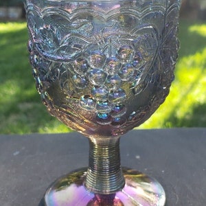 Vintage Imperial Blue Purple Carnival Grape Water Goblet 5 3/8&quot; x 3 1/4&quot;