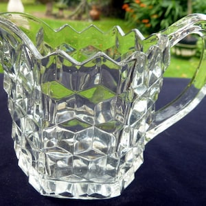 RARE Fostoria American Cube Pattern, Glass Hexagonal Creamer #182