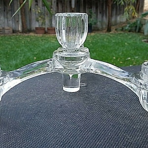 Vintage Cambridge Arms Glass 3 Arm, 4 Candle Epergne Holder Candelabra Addition