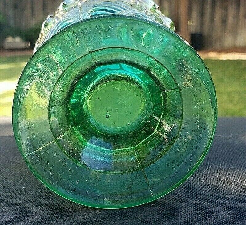 Westmoreland Iridized Green Carnival Glass Shell and Jewels Open