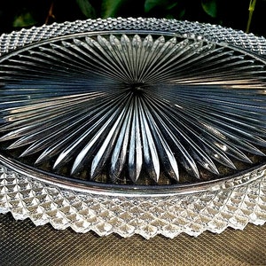 Vintage Crystal Miss America12&quot; Footed Cake Plate