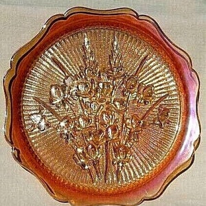 Vintage Iridescent / Carnival Iris and Herringbone Dinner Plate 9&quot;