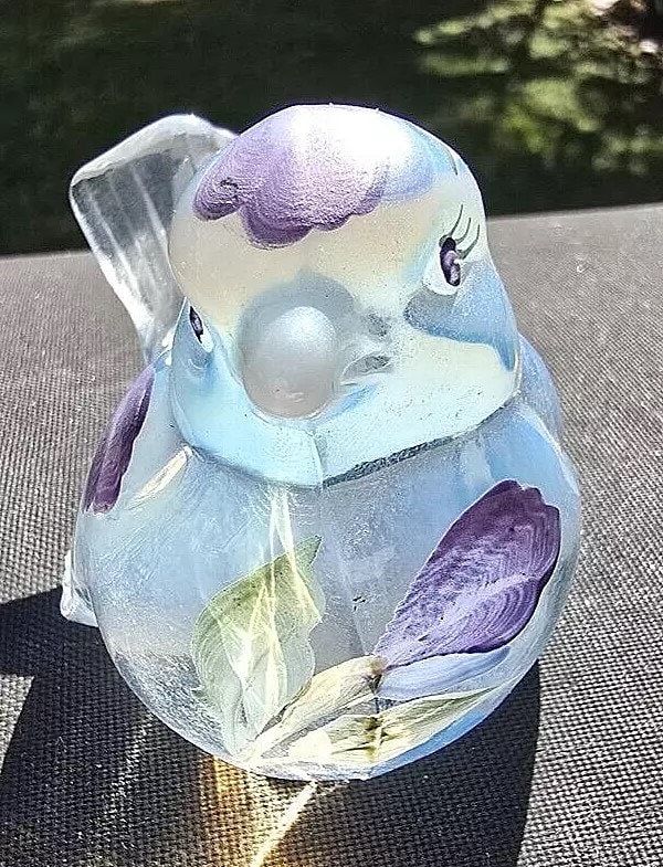 Vintage Fenton Hand Painted Art Glass Bird Opalescent With