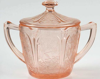 Pink Cherry Blossom Sugar Bowl With Lid