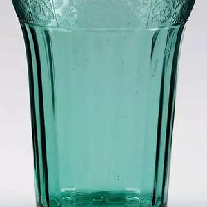 Vintage Rare Teal Ultramarine Doric & Pansy 4 1/4&quot; Tumbler 9 Ounce