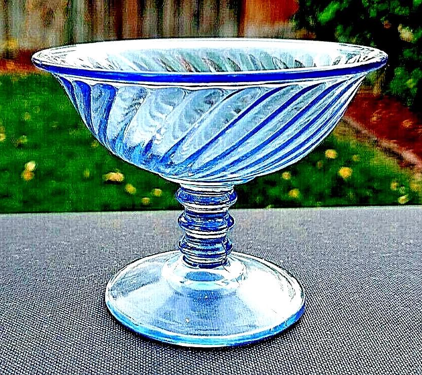 クリアランスDepression Glassディプレッションシャーベットグラス6 Depression Glass Twisted Optic / Swirl: Blue 3 1/4