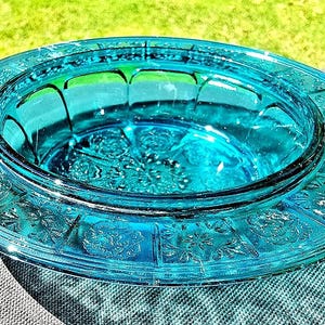 Vintage Teal Ultramarine Doric & Pansy Butter Dish Bottom