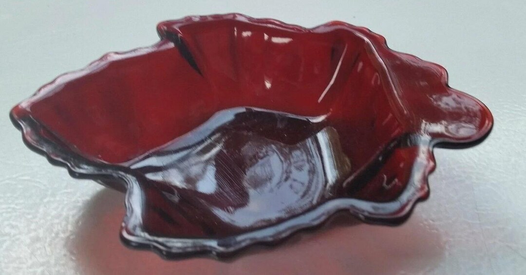 Ruby Red Fire-king Maple Leaf Candy Bowl 6 1/2" - Etsy