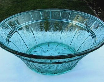 Ciotola per frutti di bosco vintage Doric & Pansy color verde acqua e blu oltremare da 4 1/2 pollici