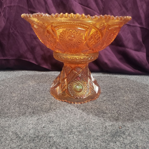 Vintage Fashion Marigold (vidrio de carnaval) Ponchera con soporte" Imperial glass-ohio"