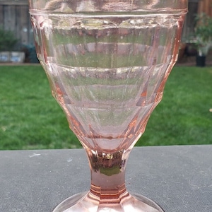 Vintage Hazel Atlas Glass Company Pink Colonial Block Water Goblet 5 3/4&quot;