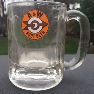 Vintage Crystal A & W Root Beer Mug / Glass 4 1/2&quot; Tall