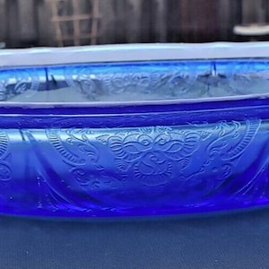 Cobalt Royal Lace Oval 11&quot; Vegetable Bowl