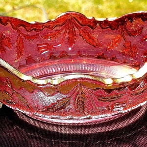 1899 Antique EAPG Delaware Ruby Flash (Gold Accent) by US Glass Berry Bowl 5 3/4&quot;