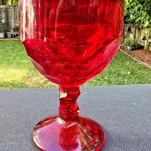 Vintage Viking Georgian Ruby Red 4 1/4" Wine Goblet - 4 oz.