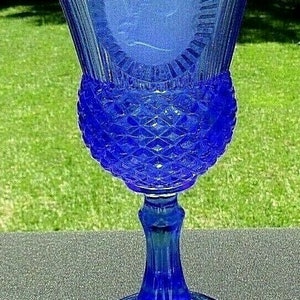 Avon - George Washington Cobalt Blue Long Stemmed Glasses made by Fostoria