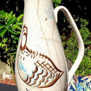 Vintage Aqua And Brown Bob White 11 1/2&quot; 60 Oz Pitcher