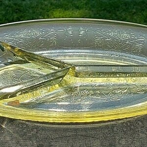 Vintage Yellow Florentine # 2 Relish Dish 10&quot; 3-Part