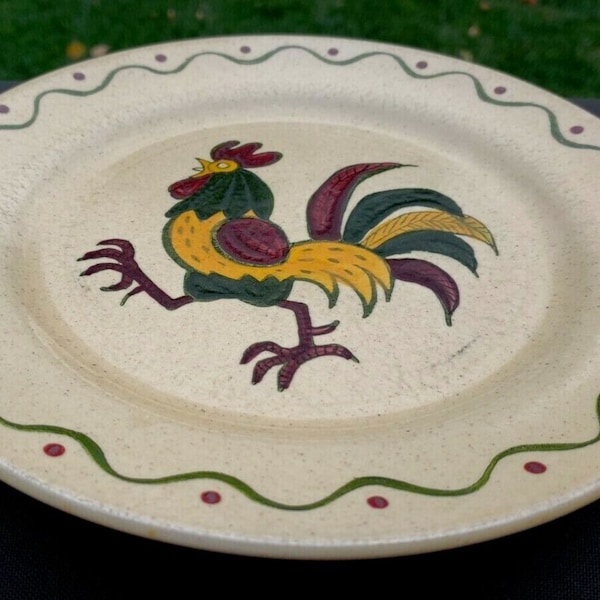 Metlox Poppytrail Green Rooster California Provincial 10" Dinner Plate