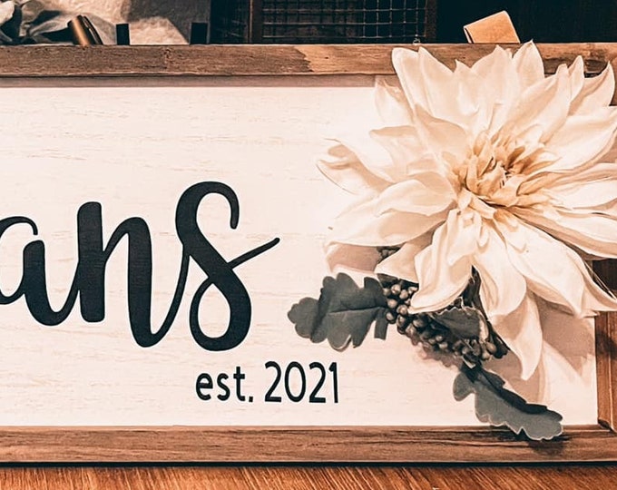 Personalized Printed Wood Family Name Sign With Established Date