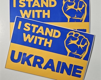 I Stand With Ukraine Sticker – Blue & Yellow Flag, Waterproof Vinyl