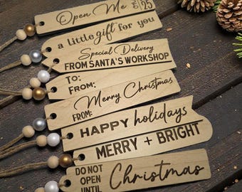 Handmade Wooden Christmas Gift Tags – Laser Engraved, Reusable