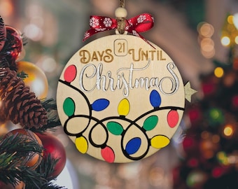 Interactive Handmade Wooden Christmas Countdown Ornament - 4"