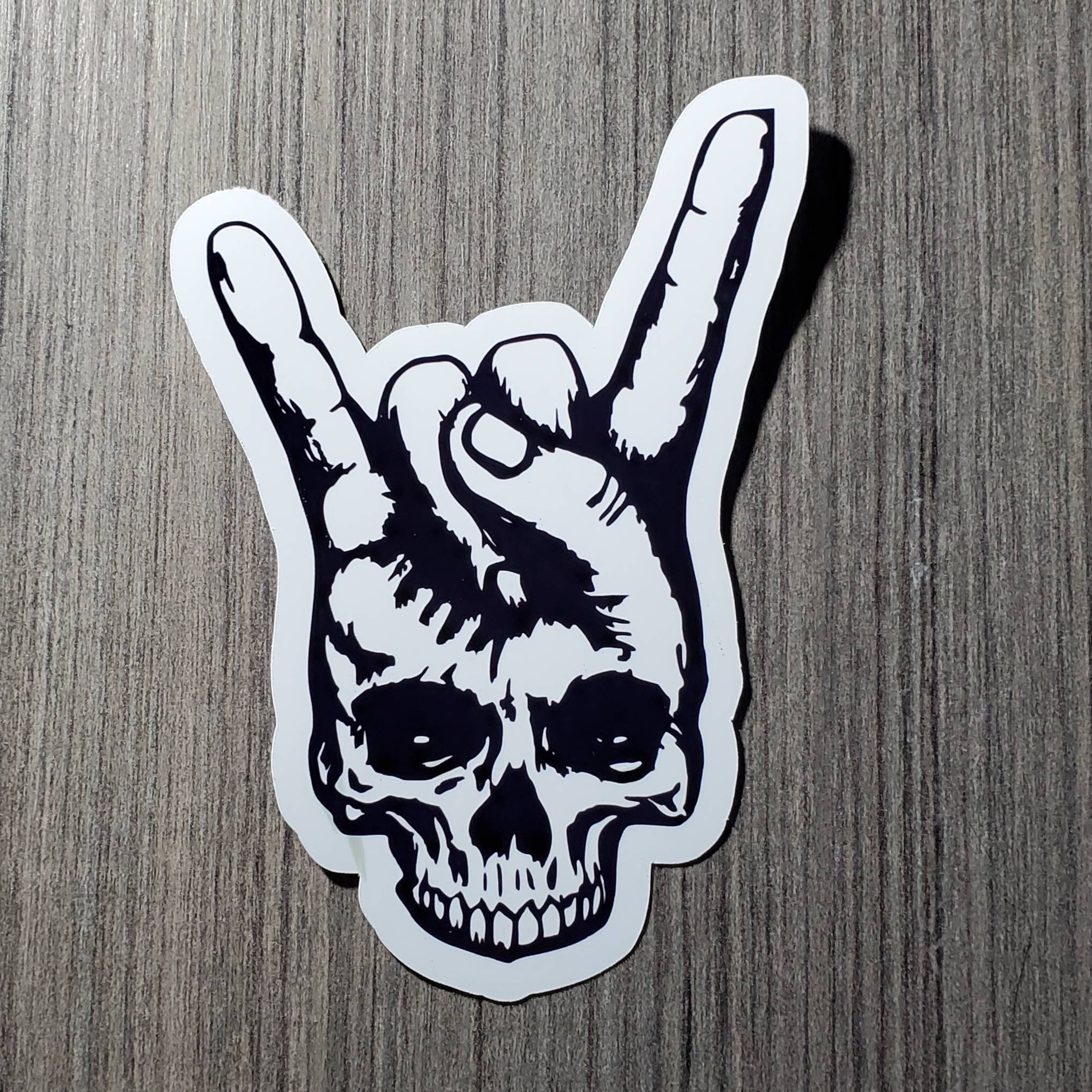 Devil Horns and Skull Vinyl Waterproof Sticker 5 pic image