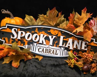 Personalized Spooky Lane Sign – Halloween Door Hanger