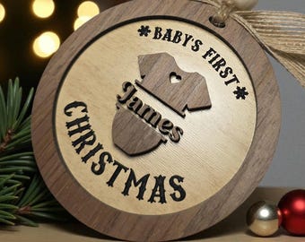 Baby’s First Christmas Ornament – Personalized Wooden Keepsake
