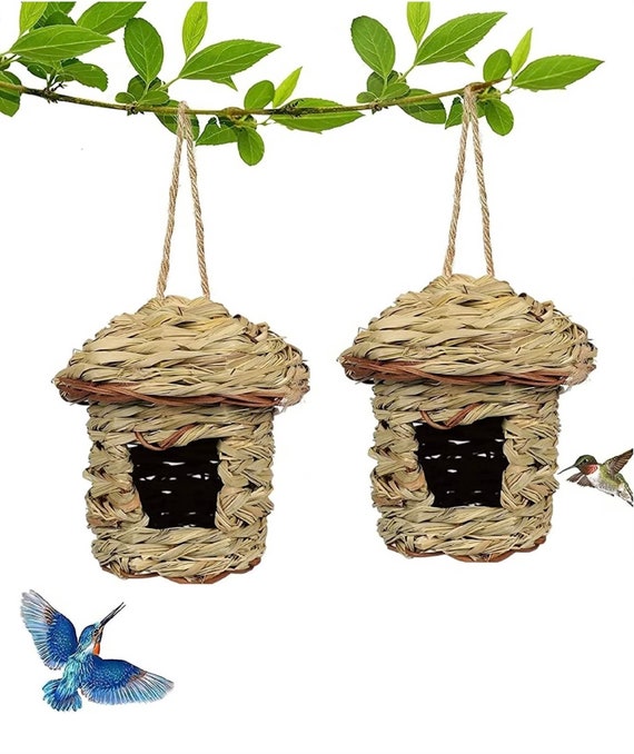 Hummingbird House for Outdoor Hanging Hand Woven Natural Grass