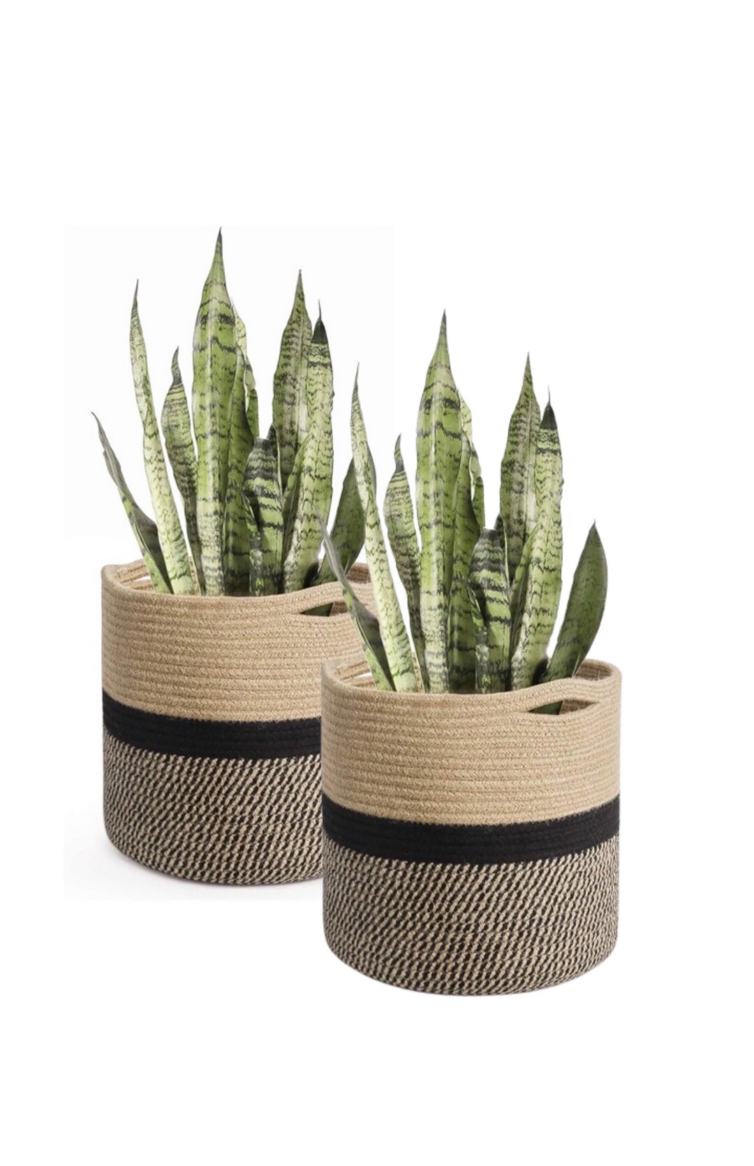2 Pack Jute Rope Plant Basket Cover, Hand Woven Cotton Rope Plant