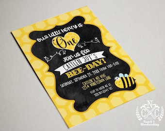 First Birthday Invitation: Sweet Bumble Bee Day (Digital Download)