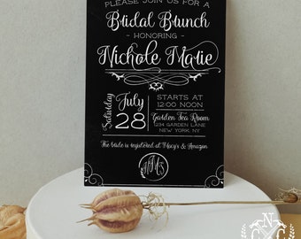 Bridal Brunch Chalkboard Hand-lettering Shower Invitation