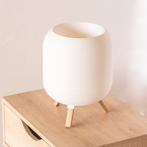 KUMO oak table lamp, desk lamp, tripod lamp, mushroom lamp, lantern, modern shoji, minimal, 3d printed, timber.