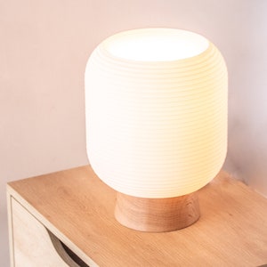 KUMO oak table lamp, desk lamp, mushroom lamp, lantern, modern shoji, minimal, 3d printed, timber. image 7