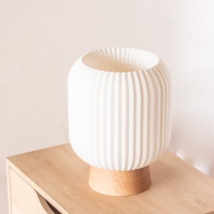 KUMO oak table lamp, desk lamp, mushroom lamp, lantern, modern shoji, minimal, 3d printed, timber. image 3