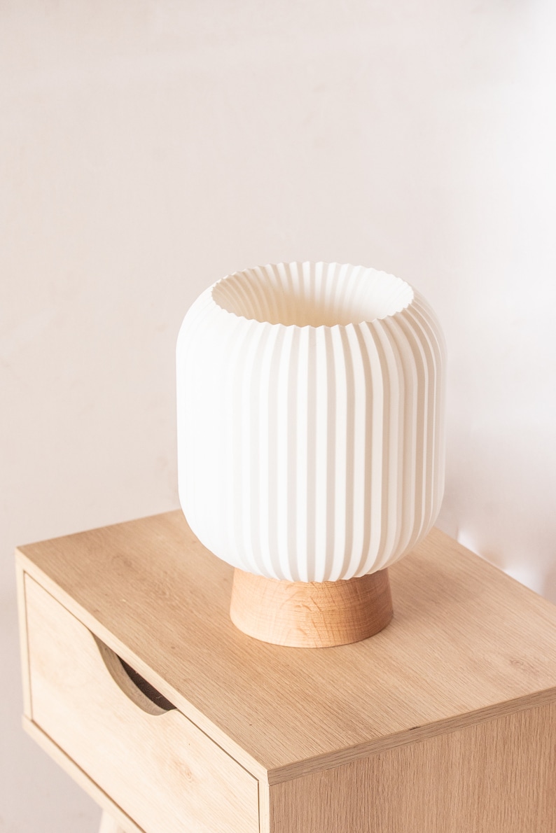 KUMO oak table lamp, desk lamp, mushroom lamp, lantern, modern shoji, minimal, 3d printed, timber. image 3