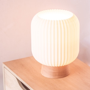 KUMO oak table lamp, desk lamp, mushroom lamp, lantern, modern shoji, minimal, 3d printed, timber. image 5