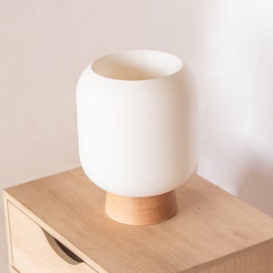 KUMO oak table lamp, desk lamp, mushroom lamp, lantern, modern shoji, minimal, 3d printed, timber. image 2