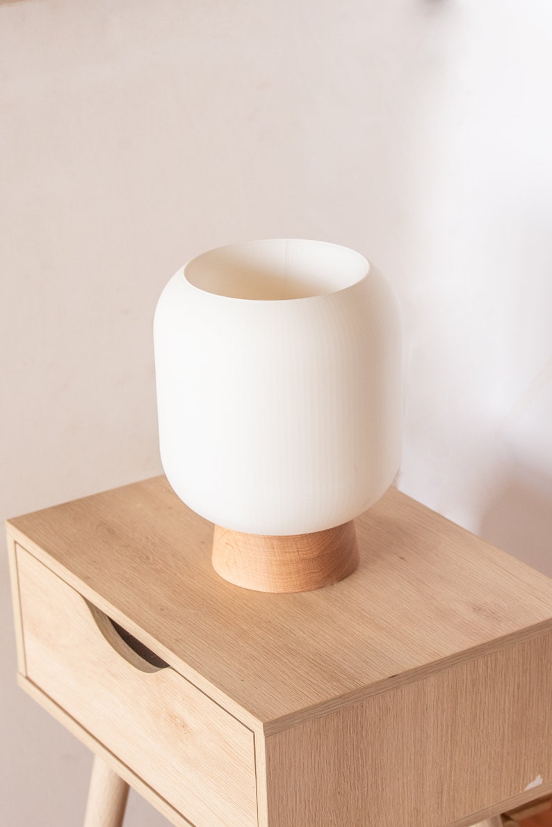 KUMO oak table lamp, desk lamp, mushroom lamp, lantern, modern shoji, minimal, 3d printed, timber. image 2