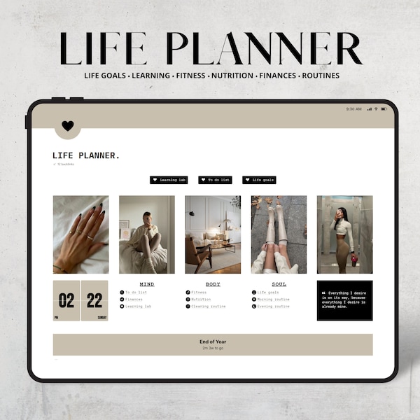 Notion Template Life Planner, All In One Notion Templates, Notion Planner, Notion Dashboard, Fitness, Nutrition